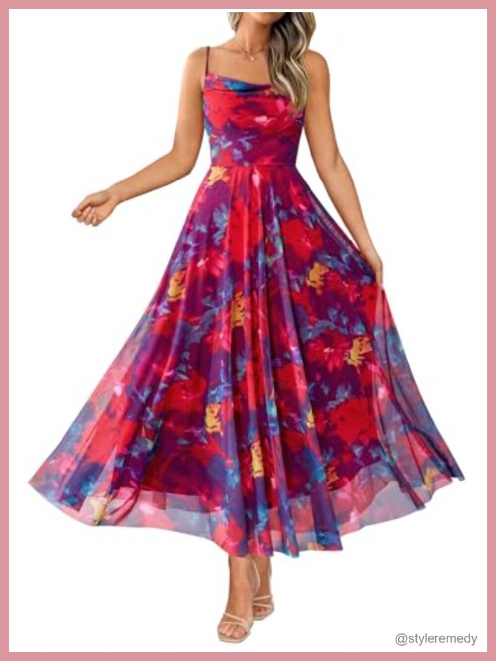 Women Floral Maxi Dress Spaghetti Strap Party Beach Long Dress